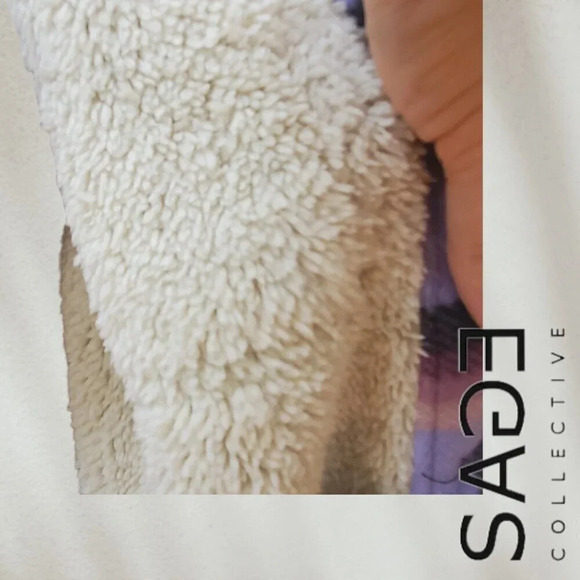 Sage Collective | Women's Long Sleeve Plaid Sherpa Lined Fleece Shacket | NWT - Picture 5 of 5